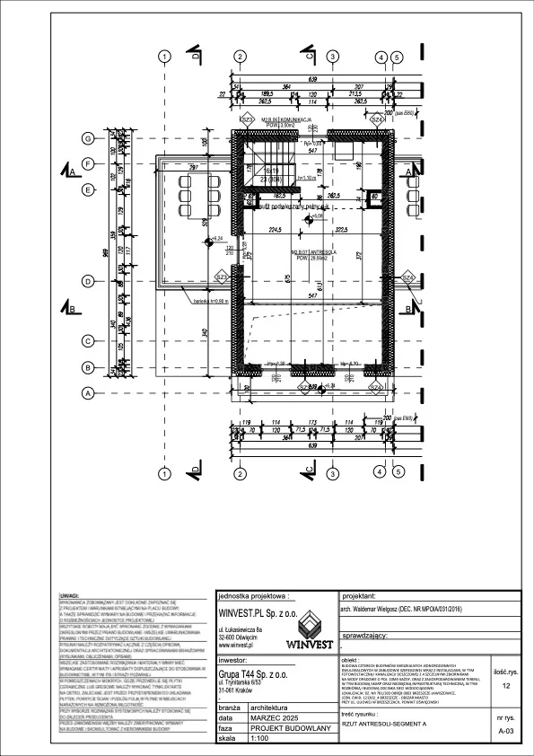 Rzut antresoli — Segment A